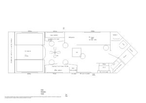 blueprint of the interior of a Nordic Lodge fish house camper