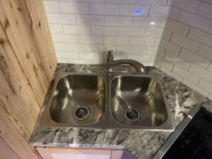 top view of a kitchen's sink in a fish house