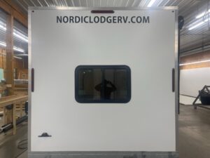 Back of a Nordic Lodge fish house